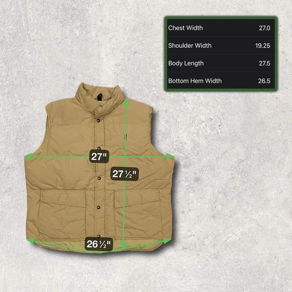 ★ Browning (Vintage) Tan Full-Zip Quilted Puffer Vest w/ Button-Up Front ★ - Picture 5 of 6